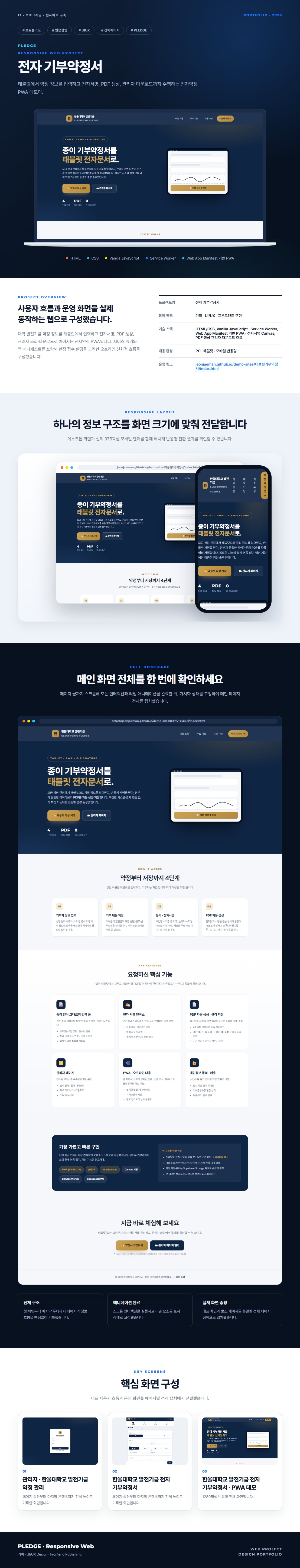 전자 기부약정서 프로젝트 전체 화면 포트폴리오 보드